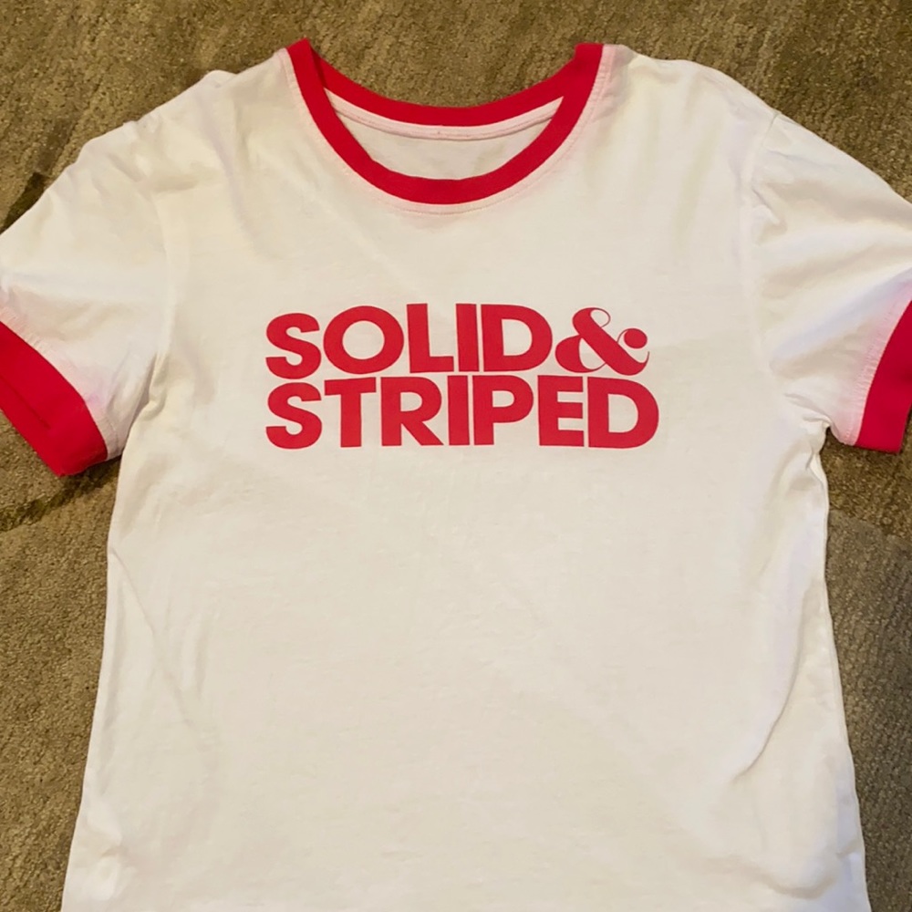 ~Solid & Striped~ Red and White Logo Shirt